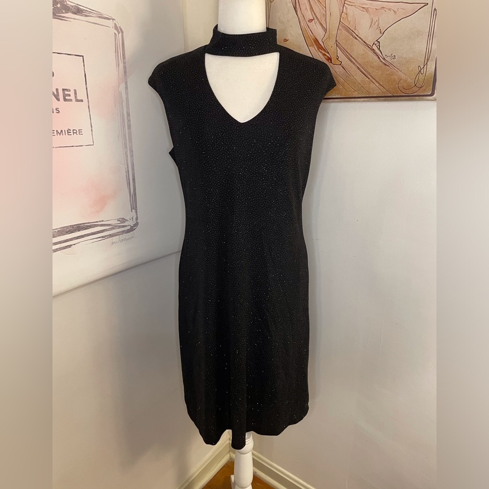 RN Studio Sequin Sleeveless Midi Dress Size 10 Black